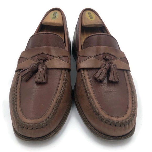E.T. Wright Beige Brown Leather Tassle Loafer - Picture 2 of 8